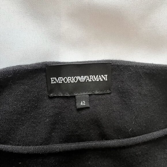 EMPORIO ARMANI BLACK GREY OVERSIZED FLORAL EMBROIDERED SHOULDER SHIFT DRESS - M - Picture 5 of 9